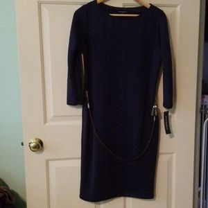 Sharagano Long Sleeve Deep Royal Dress